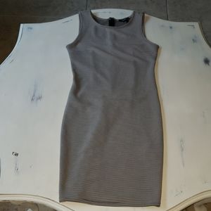 Forever 21 fitted black/white stripes midi dress